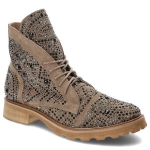 Brązowe Botki Exquisite Wygodne Buty Damskie. Brązowe botki Exquisite, na wiosnę, bez wzorów, ze skóry, bez obcasa, na płaskiej podeszwie, bez zapięcia. Za 529,00 zł.