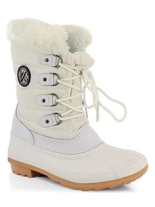 Kimberfeel Kozaki zimowe "Lorelei" w kolorze kremowym rozmiar: 39. Brązowe kozaki Kimberfeel, na zimę, bez wzorów, z materiału, bez obcasa, bez zapięcia. Za 209,29 zł.