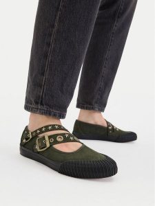 Vans Baleriny Mary Jane Straps VN000D9AOLV1 Zielony. Zielone balerinki Vans, bez wzorów, bez obcasa, bez zapięcia. Za 399,99 zł.