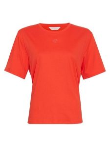 MOSS COPENHAGEN Koszulka "Melea" w kolorze pomarańczowym rozmiar: XS/S. Pomarańczowe bluzki Moss Copenhagen, s, bez wzorów, z bawełny, bez kołnierzyka, bez ramiączek. Za 82,99 zł.