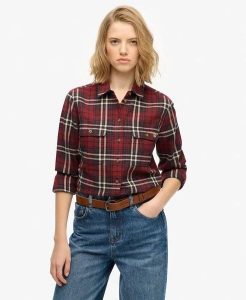Superdry Koszula Lumberjack Check Flannel Frontier Check Red. Czerwone koszule Superdry, bez wzorów, z bawełny, bez kołnierzyka, bez ramiączek. Za 271,45 zł.
