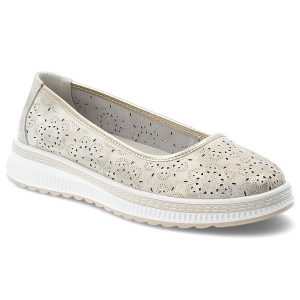 Półbuty damskie S.Barski, ze skóry naturalnej licowej ażurowy kwiatowy wzór lekka podeszwa casual, złote, LR61-703. Żółte półbuty S.BARSKI, na co dzień, s, w ażurowe wzory, ze skóry, casualowe, bez kołnierzyka, bez ramiączek, proste. Za 169,00 zł.