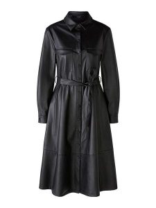 Oui Sukienka w kolorze czarnym ze skóry syntetycznej rozmiar: 34. Czarne sukienki Oui, bez wzorów, ze skóry, bez kołnierzyka, bez ramiączek, midi. Za 252,99 zł.