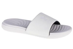 Klapki damskie Under Armour Ansa Fixed Slides. Białe klapki Under Armour, bez wzorów, z materiału, bez obcasa. Za 89,99 zł.