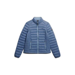 Damska kurtka puchowa Superdry. Niebieskie kurtki Superdry, na zimę, bez wzorów, z puchu, bez kaptura. Za 455,00 zł.