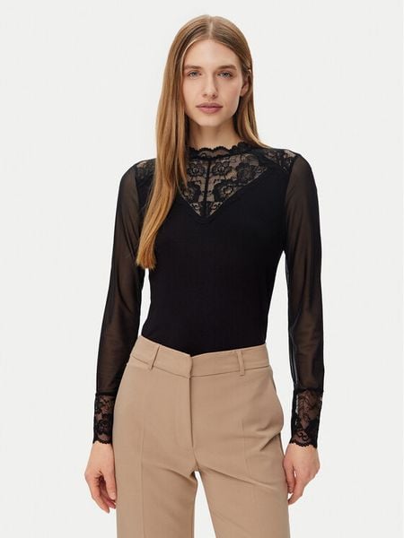 Morgan Bluzka 251-TIAMO Czarny Slim Fit. Czarne bluzki Morgan, s, bez wzorów, z wiskozy, bez kołnierzyka, bez ramiączek. Za 119,99 zł.