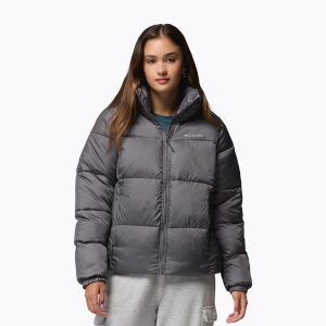 Kurtka ocieplana damska Columbia Puffect II Full Zip. Szare kurtki Columbia, bez wzorów, z puchu, bez kaptura. Za 469,99 zł.