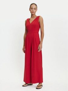 Tatuum Kombinezon Fang T2504.075 Czerwony Wide Leg. Czerwone kombinezony Tatuum, bez wzorów, z syntetyku, bez kołnierzyka, bez ramiączek. Za 329,99 zł.
