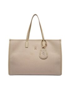 Tommy Hilfiger Torebka Th City Large Tote Melton AW0AW18215 Beżowy. Brązowe shopper bag TOMMY HILFIGER, bez wzorów, z materiału, bez dodatków. Za 559,99 zł.