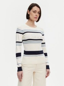 Guess Sweter W5GR18 Z2NQ2 Écru Slim Fit. Swetry klasyczne Guess, xs, z wiskozy, bez kołnierzyka. Za 189,99 zł.