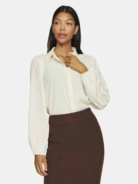 Vila Koszula Brietta 14102572 Écru Regular Fit. Koszule Vila, bez wzorów, z syntetyku, bez kołnierzyka, bez ramiączek. Za 79,99 zł.