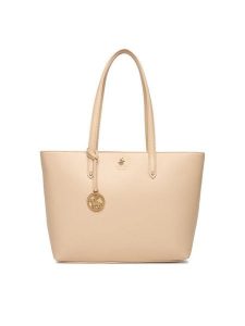 Beverly Hills Polo Club Torebka CEO-BHPC-L-009-09 Beżowy. Brązowe shopper bag Beverly Hills Polo Club, bez wzorów, z materiału, bez dodatków. Za 229,99 zł.