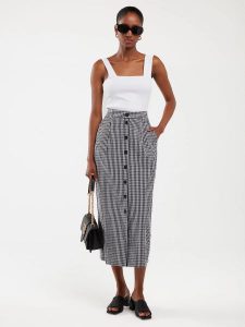 Spódnica damska midi w drobną kratę z guzikami biało-czarna Polli 906. Czarne spódnice Big Star, na co dzień, l, bez wzorów, z bawełny, eleganckie, midi. W wyprzedaży za 119,99 zł.