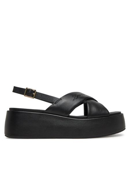 LOVE MOSCHINO Sandały JA16187I0MIA0000 Czarny. Czarne sandały LOVE MOSCHINO, bez wzorów, ze skóry, bez obcasa, na koturnie, bez zapięcia. Za 559,99 zł.