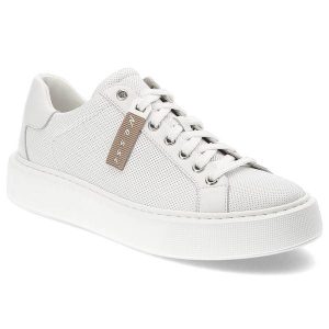 Białe Sneakersy Nessi Modne Półbuty Damskie. Białe półbuty Nessi, bez wzorów, ze skóry, bez obcasa, bez zapięcia. Za 407,99 zł.