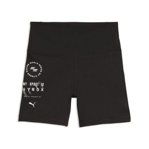 Damskie krótkie legginsy PUMA × HYROX Essentials PUMA. Czarne legginsy Puma, bez wzorów, z dzianiny, krótkie. Za 139,99 zł.