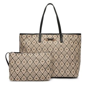 Torebka Guess. Brązowe shopper bag Guess, z aplikacjami, bez dodatków. Za 719,99 zł.