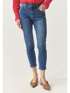 TATUUM Dżinsy - Skinny fit - w kolorze niebieskim rozmiar: 44. Niebieskie jeansy Tatuum, z aplikacjami, ze skóry, z podwyższonym stanem. Za 209,33 zł.