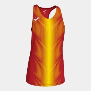 Damski tank top Joma Olympie. Czerwone topy JOMA, bez wzorów, sportowe, bez kołnierzyka, bez ramiączek. W wyprzedaży za 117,15 zł.