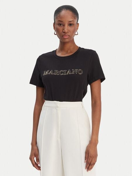 Marciano Guess T-Shirt 6RGI04 6008A Czarny Regular Fit. Czarne t-shirty Marciano Guess, xl, z aplikacjami, z bawełny, bez kołnierzyka, bez ramiączek. Za 144,99 zł.