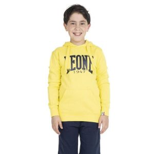 Bluza z bawełna z kaptur na czas wolny na co dzień. Żółte bluzy LEONE 1947 APPAREL, bez wzorów, z bawełny, bez kaptura. W wyprzedaży za 89,72 zł.