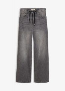 Luźne jeansy, high waist. Niebieskie jeansy bonprix, bez wzorów, z jeansu, z podwyższonym stanem. Za 124,99 zł.