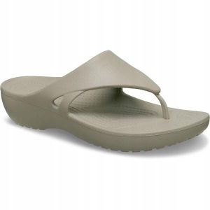 Japonki Dla Dorosłych Crocs Kadee Wedge Flip. Brązowe klapki Crocs, bez wzorów, z materiału, bez obcasa. Za 99,99 zł.