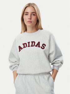Adidas Bluza Adidas Damskie 3-Stripes Crew KU0328 Szary Loose Fit. Szare bluzy ADIDAS, l, bez wzorów, bez kaptura. Za 259,99 zł.