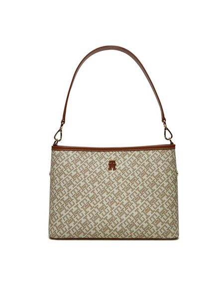 Tommy Hilfiger Torebka AW0AW17342 Beżowy. Brązowe torebki klasyczne TOMMY HILFIGER, bez wzorów, ze skóry, bez dodatków. Za 439,99 zł.