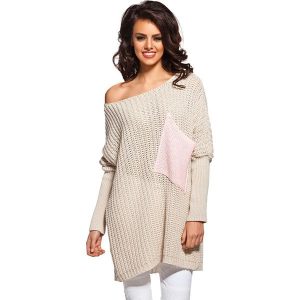 Sweter w kolorze beżowo-pudrowym. Brązowe swetry klasyczne marki LEMONIADE. Za 89,95 zł.