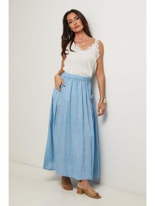 Le Monde du Lin Lniana spódnica w kolorze błękitnym rozmiar: 36/38. Niebieskie spódnice Le Monde du Lin, bez wzorów, ze lnu, maxi. Za 152,99 zł.