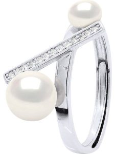 Pearline Srebrny pierścionek z perłą i cyrkoniami rozmiar: onesize. Białe pierścionki Pearline, z cyrkonią, srebrne. Za 173,99 zł.