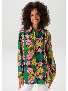 Aniston Koszula w kolorze zielono-jasnoróżowym rozmiar: 42. Zielone koszule Aniston, bez wzorów, z wiskozy, bez kołnierzyka, bez ramiączek. Za 65,38 zł.