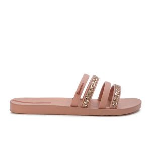 Klapki damskie Ipanema 83707 CHIC SLIDE FEM. Brązowe klapki Ipanema, bez wzorów, z materiału, bez obcasa. Za 69,00 zł.