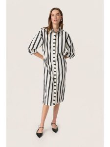 Soaked in Luxury Sukienka w kolorze biało-czarnym rozmiar: XL. Białe sukienki Soaked in Luxury, xl, bez wzorów, z bawełny, bez kołnierzyka, bez ramiączek, midi. Za 186,19 zł.