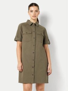 Noisy May Sukienka jeansowa New Signe 27030173 Khaki Loose Fit. Brązowe kombinezony Noisy may, xs, bez wzorów, z bawełny, bez kołnierzyka, bez ramiączek. Za 109,99 zł.