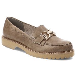 Beżowe Mokasyny Armodo Stylowe Wsuwane Obuwie Damskie. Brązowe półbuty Armodo, z aplikacjami, ze skóry, bez obcasa, bez zapięcia. Za 399,00 zł.