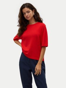 Vero Moda Sweter Silje 10320460 Czerwony Oversize. Czerwone swetry klasyczne Vero Moda, xs, bez wzorów, z wiskozy, bez ramiączek. Za 79,99 zł.