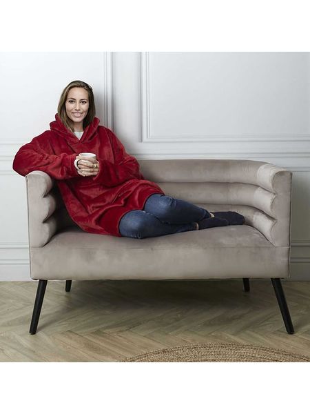 HYGGE Bluza w kolorze czerwonym rozmiar: onesize. Czerwone bluzy HYGGE, bez wzorów, z kapturem. Za 61,17 zł.