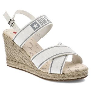 Białe Sandały Big Star Stylowe Espadryle Damskie. Białe sandały Big Star, bez wzorów, bez obcasa, bez zapięcia. Za 179,00 zł.