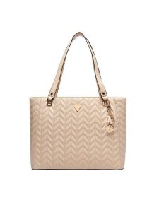 Guess Torebka Stacey HWGG97 41250 Beżowy. Brązowe shopper bag Guess, z aplikacjami, ze skóry, bez dodatków. Za 607,99 zł.