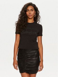 Versace Jeans Couture T-Shirt 76HAH6A8 Czarny Regular Fit. Czarne t-shirty Versace Jeans Couture, s, bez wzorów, z bawełny, bez kołnierzyka, bez ramiączek. Za 279,99 zł.