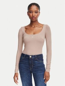 Guess Body W6YP21 K4356 Beżowy Slim Fit. Brązowe body i gorsety Guess, z aplikacjami, z wiskozy. Za 214,99 zł.