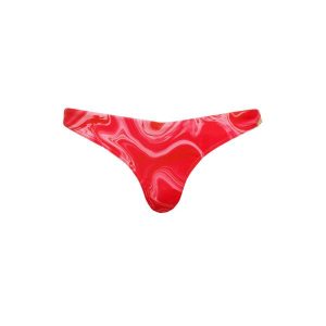 Damskie figi do kostiumu kąpielowego z nadrukiem Superdry. Czerwone figi Superdry, bez wzorów, z elastanu. Za 196,65 zł.
