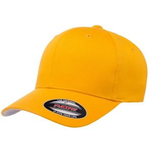 Wełniana Czapka Z Grzebieniem. Żółte czapki FLEXFIT, bez wzorów, z wełny, sportowe. Za 73,99 zł.