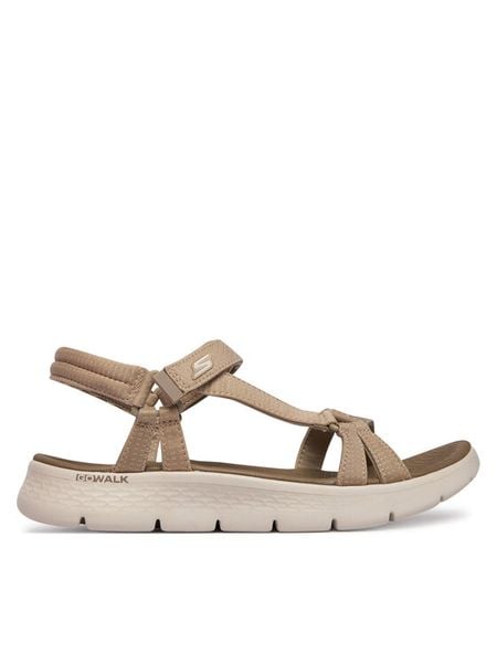Skechers Sandały GO WALK FLEX SANDAL 141451/TPE Beżowy. Brązowe sandały Skechers, bez wzorów, z materiału, bez obcasa, na płaskiej podeszwie, bez zapięcia. Za 269,99 zł.