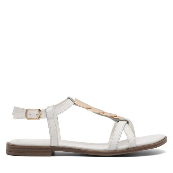 Sandały Lasocki. Białe sandały Lasocki, bez wzorów, bez obcasa, na płaskiej podeszwie, bez zapięcia. Za 159,99 zł.