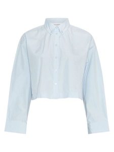 MOSS COPENHAGEN Bluzka "Liene" w kolorze błękitnym rozmiar: M/L. Niebieskie bluzki Moss Copenhagen, l, bez wzorów, z bawełny, bez kołnierzyka, bez ramiączek. Za 170,47 zł.