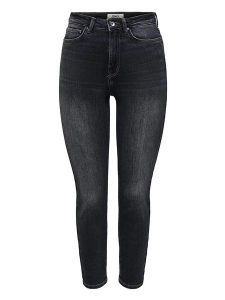 ONLY Dżinsy - Skinny fit - w kolorze czarnym rozmiar: W27/L32. Czarne jeansy ONLY, z aplikacjami, ze skóry, z podwyższonym stanem. Za 87,40 zł.
