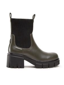 DeeZee Botki ZAL90101-1 Khaki. Brązowe botki DeeZee, bez wzorów, ze skóry, bez obcasa, na słupku, bez zapięcia. Za 179,99 zł.